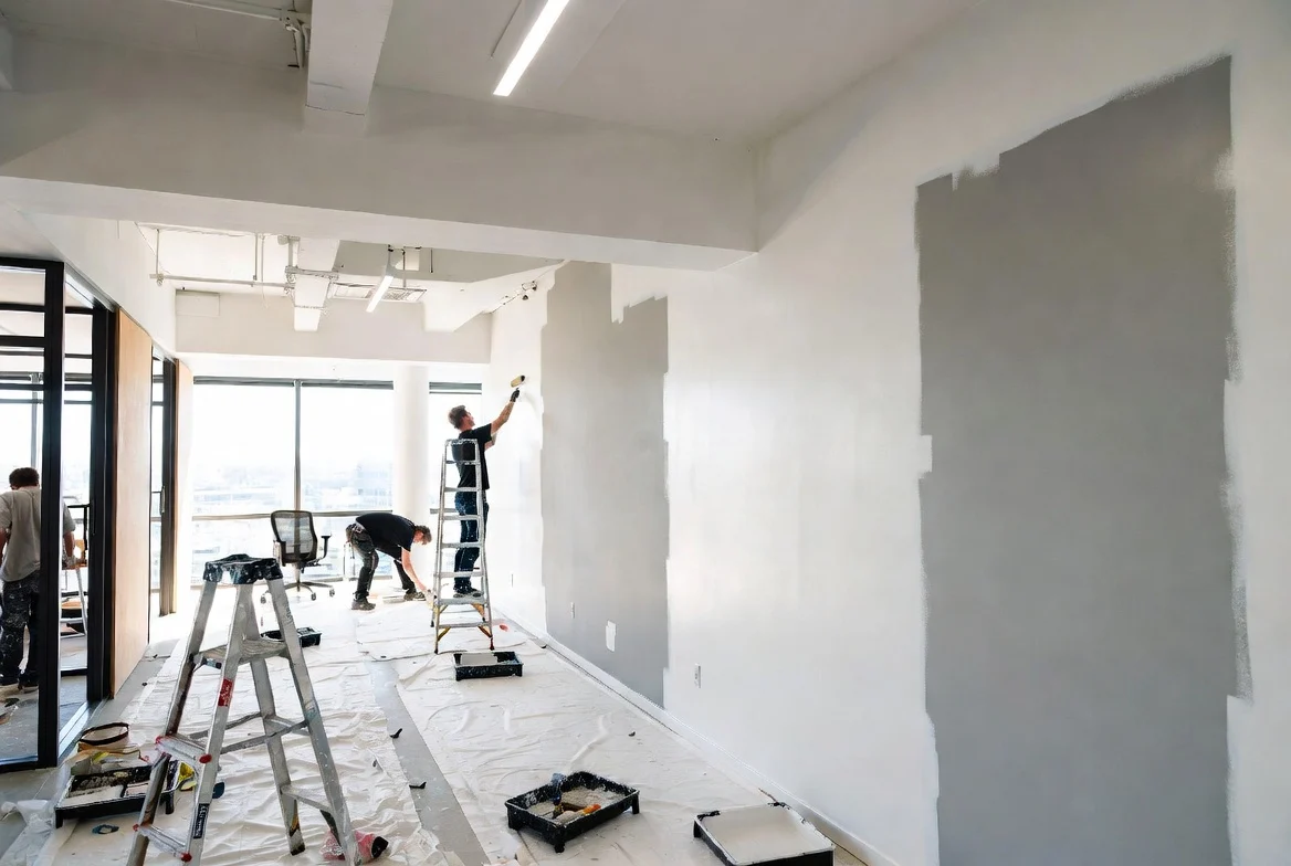 Painters in Bundoora: Interior & Exterior Painting Services 5 painters doing commercial painting job in Bundoora