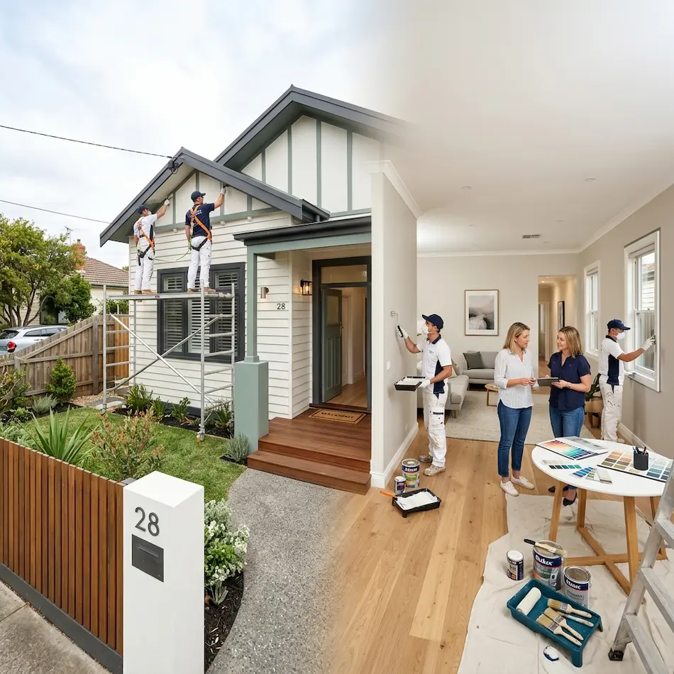 Exterior Painters Melbourne: Weatherboard & Render Painting 8 Interior and exterior home repainting project with coordinated colours and professional painters