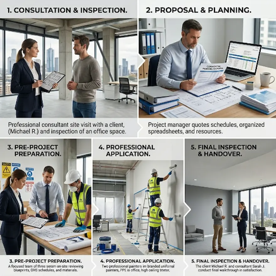 Commercial Painters Deanside | Office & Industrial Painting 19 our step by step process of commercial painting in Melbourne